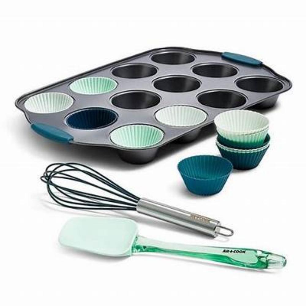 ART & COOK 15-Pc. Cupcake Pan, Silicone Liners & Tools Set
